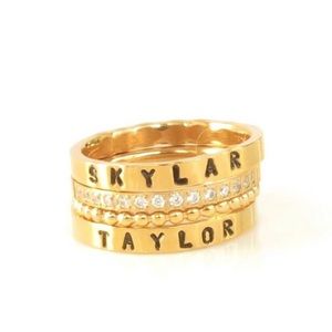 Gold Stacking Rings, Name Ring, Mothers Ring, Stackable